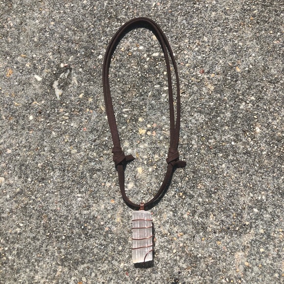 Copper Wrapped Selenite Necklace - Picture 2 of 2